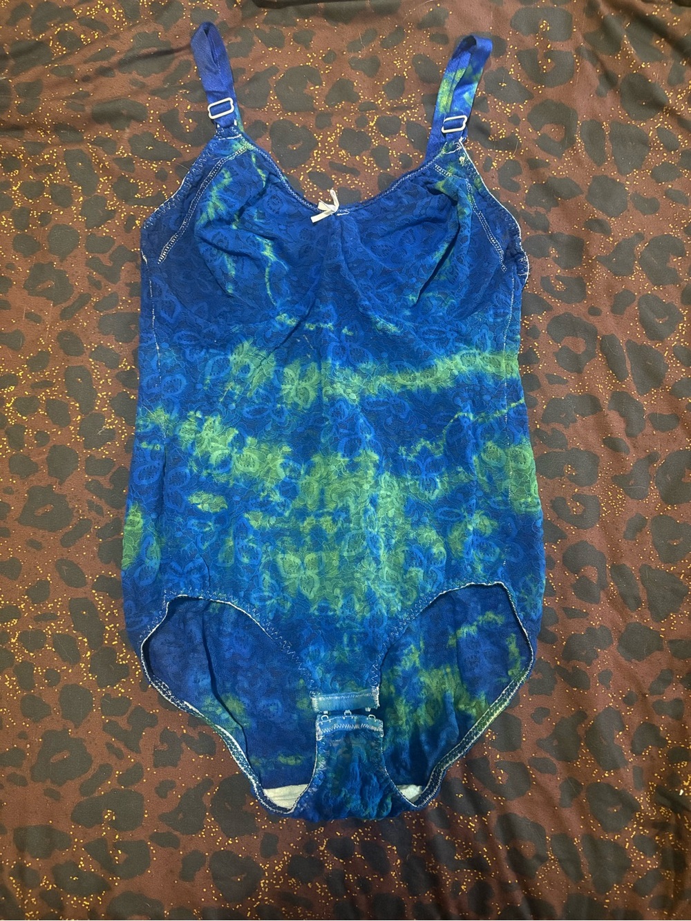 Hand dyed mermaid vintage stretch lace lingerie body suit - C cup